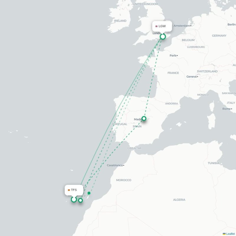 TFS - LGW route map