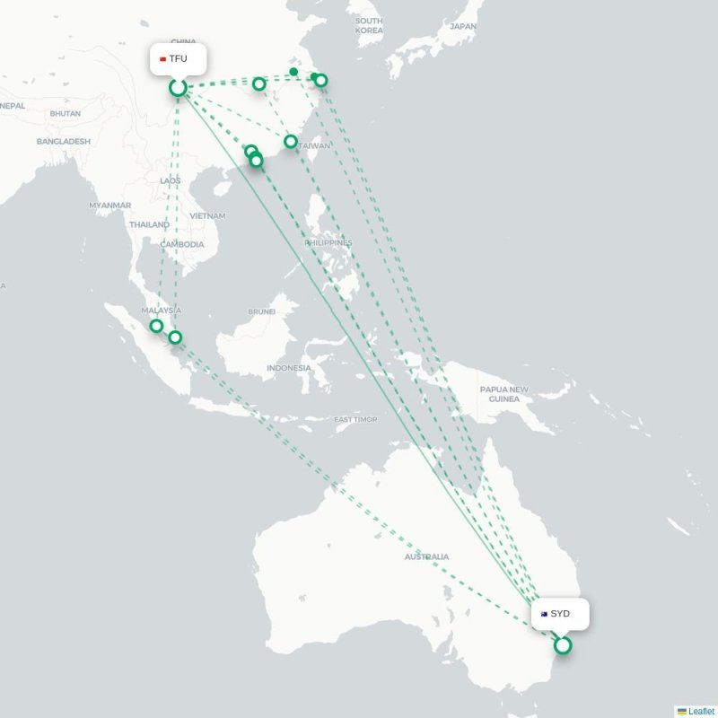TFU - SYD route map