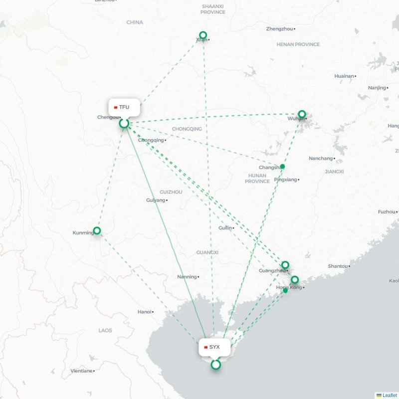 TFU - SYX route map