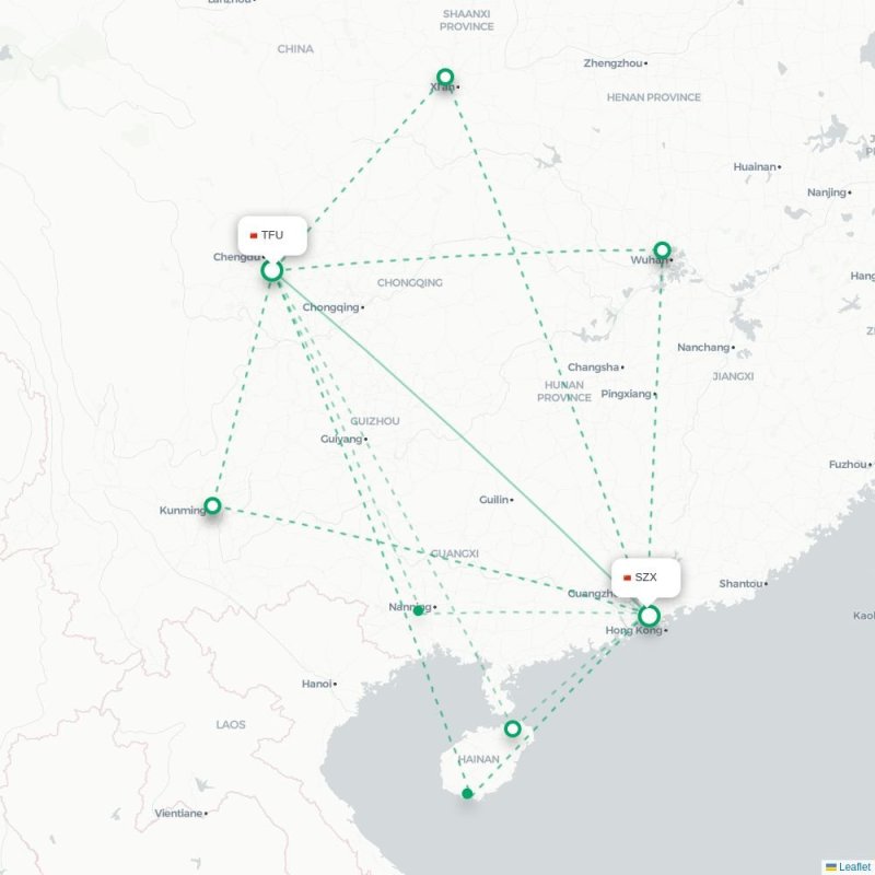 TFU - SZX route map