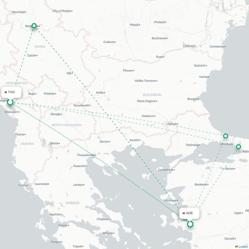 TGD - ADB route map