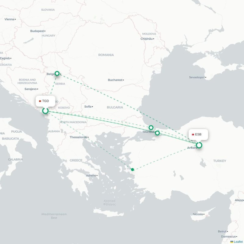 TGD - ESB route map