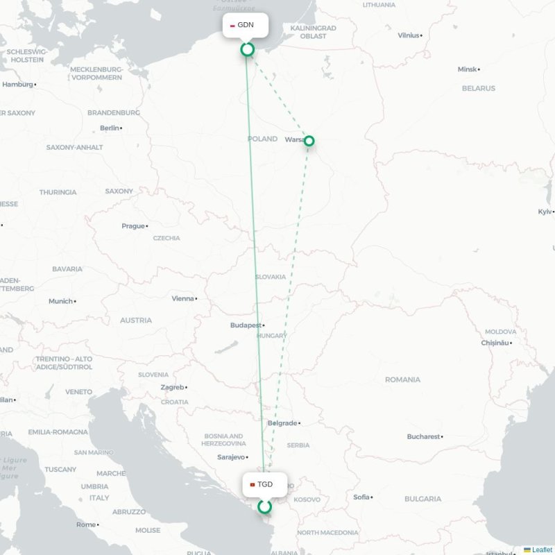 TGD - GDN route map