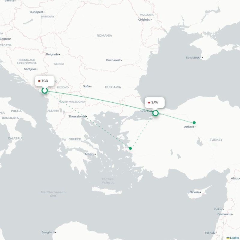 TGD - SAW route map