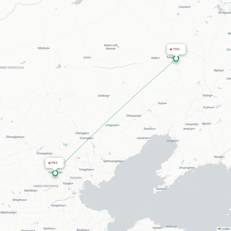 TGO - PKX route map