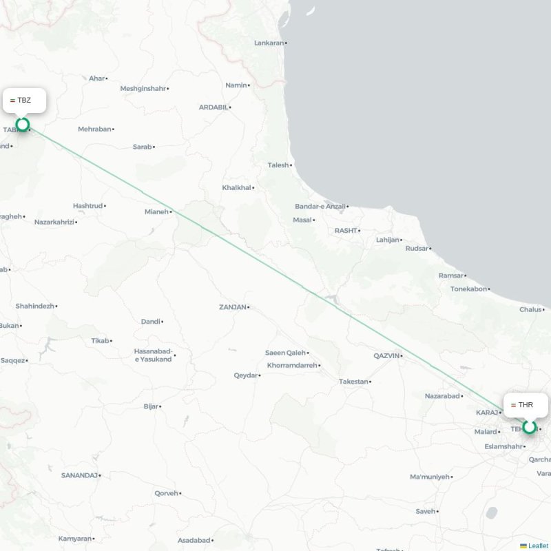 THR - TBZ route map
