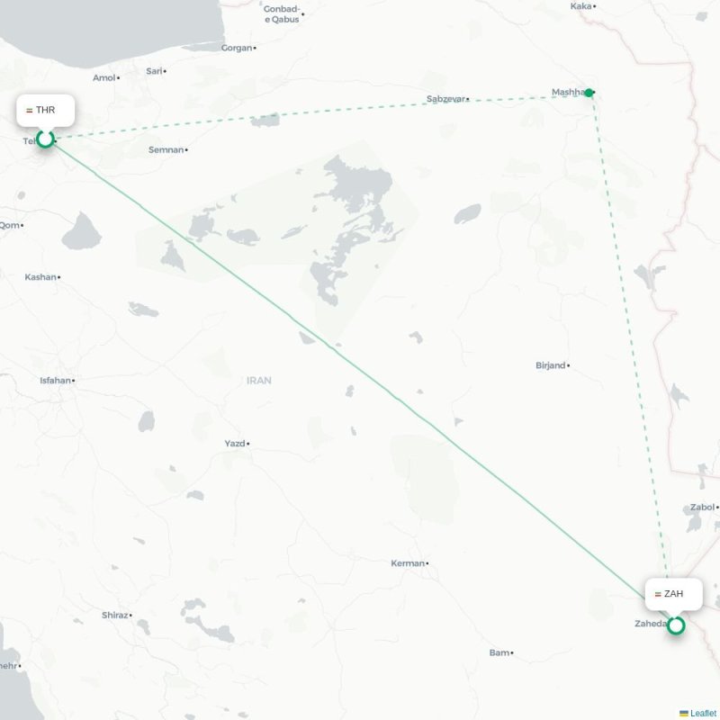 THR - ZAH route map