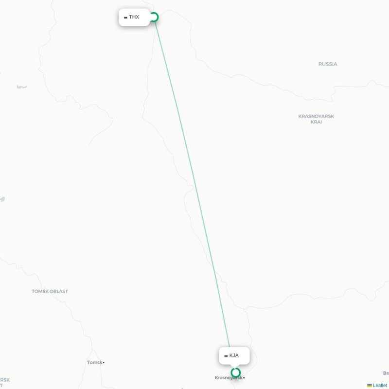 THX - KJA route map