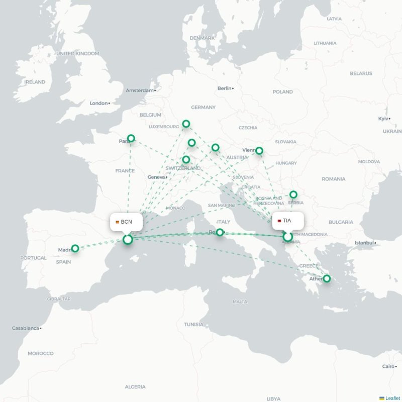 TIA - BCN route map