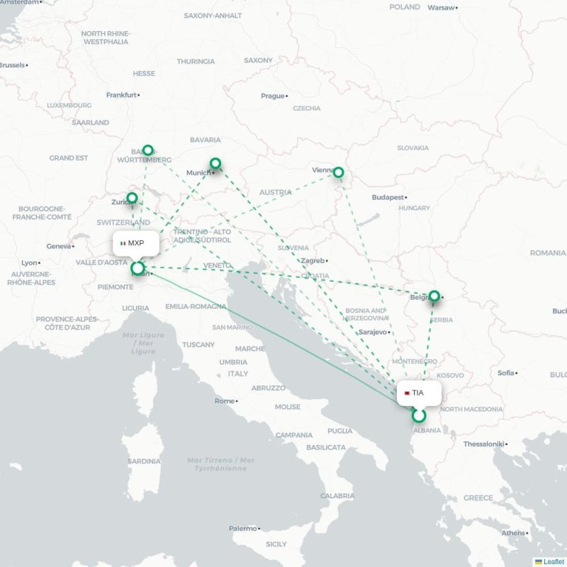 TIA - MXP route map