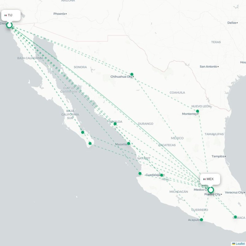 TIJ - MEX route map