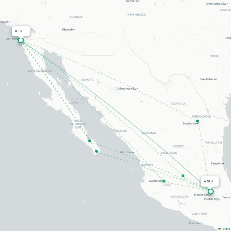 TIJ - NLU route map