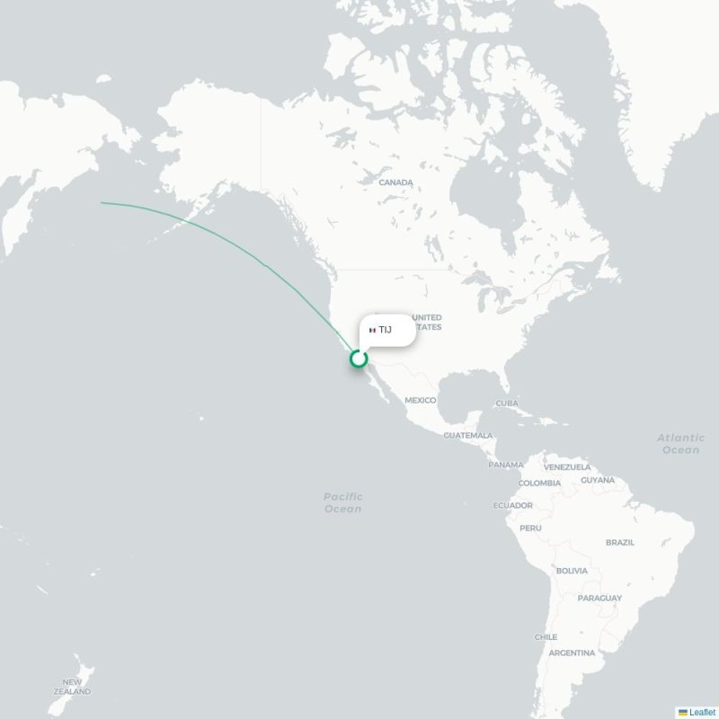 TIJ - PEK route map
