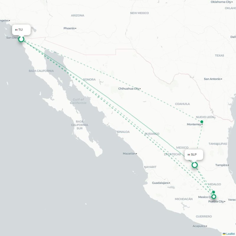 TIJ - SLP route map