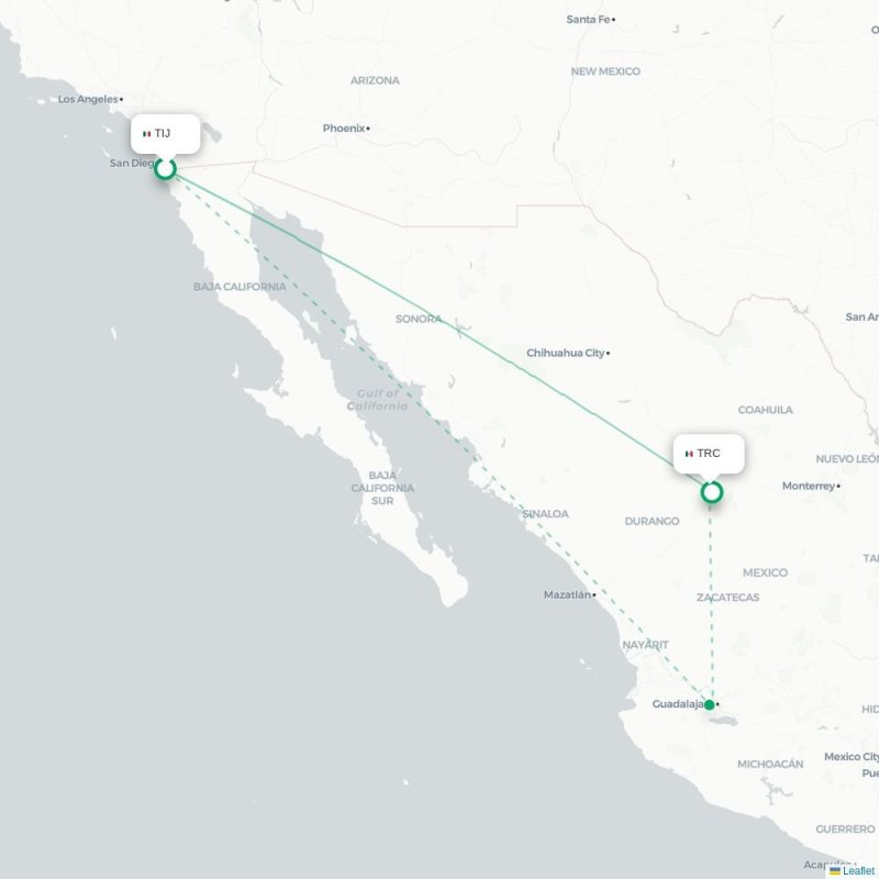 TIJ - TRC route map