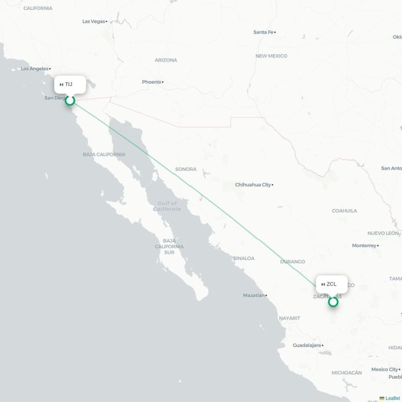 TIJ - ZCL route map