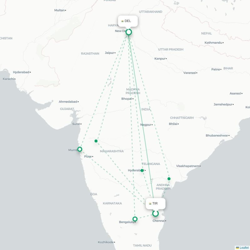 TIR - DEL route map