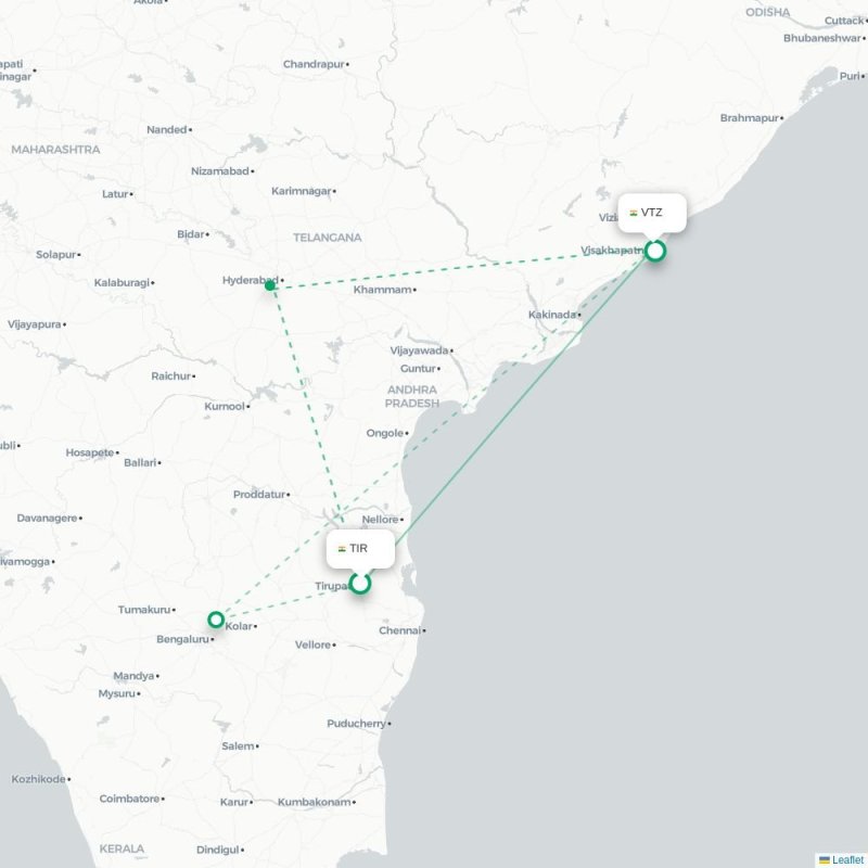 TIR - VTZ route map