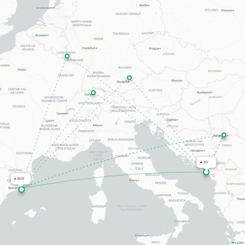 TIV - BCN route map