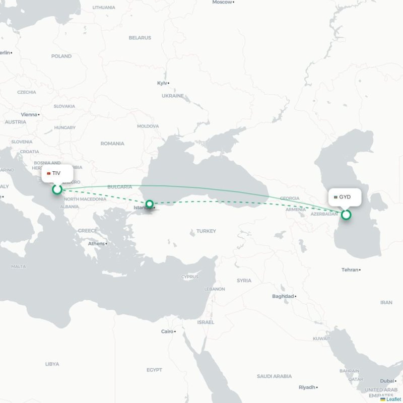 TIV - GYD route map