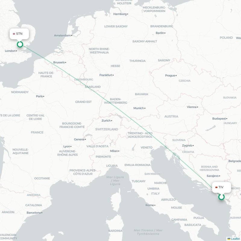 TIV - STN route map
