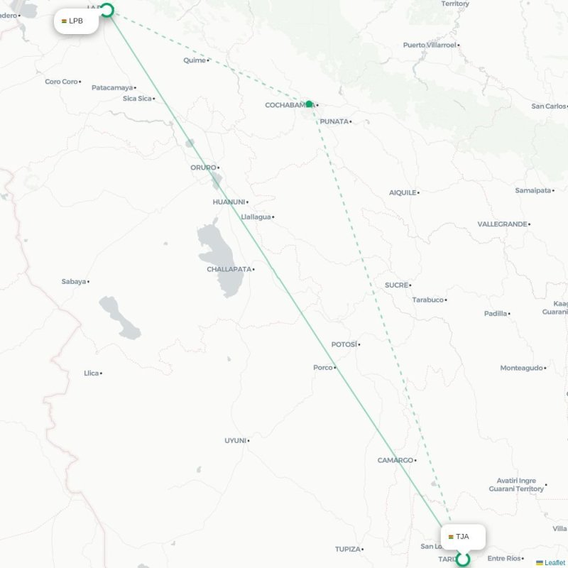 TJA - LPB route map