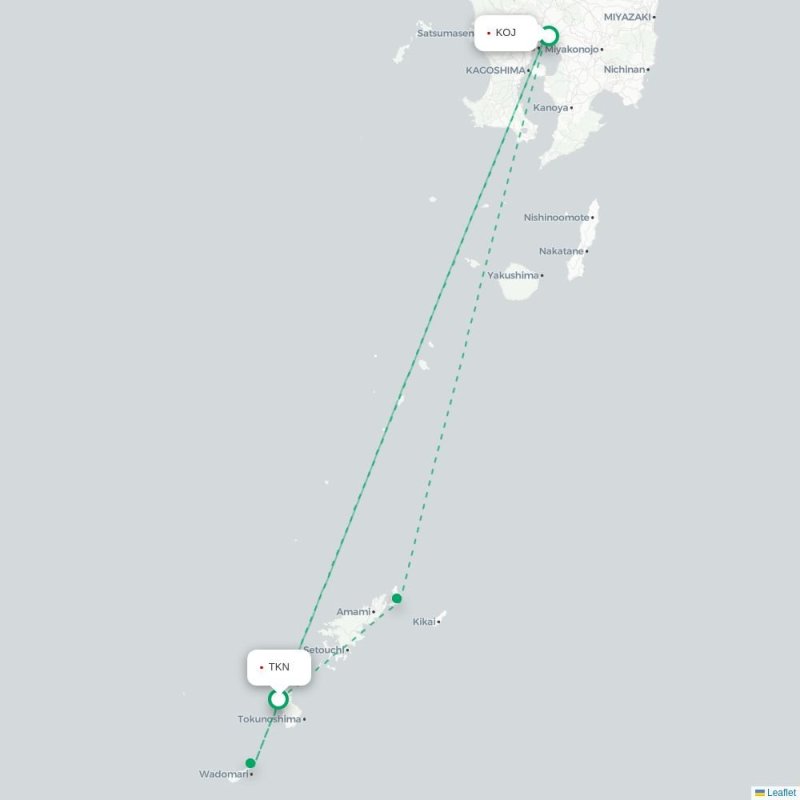TKN - KOJ route map