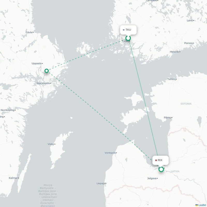 TKU - RIX route map