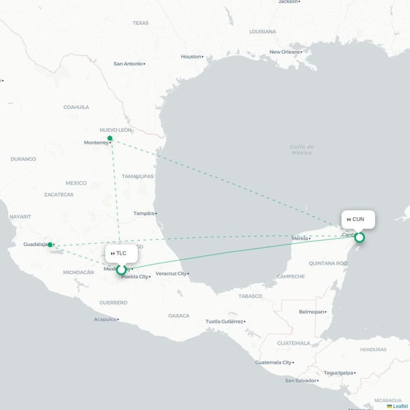 TLC - CUN route map