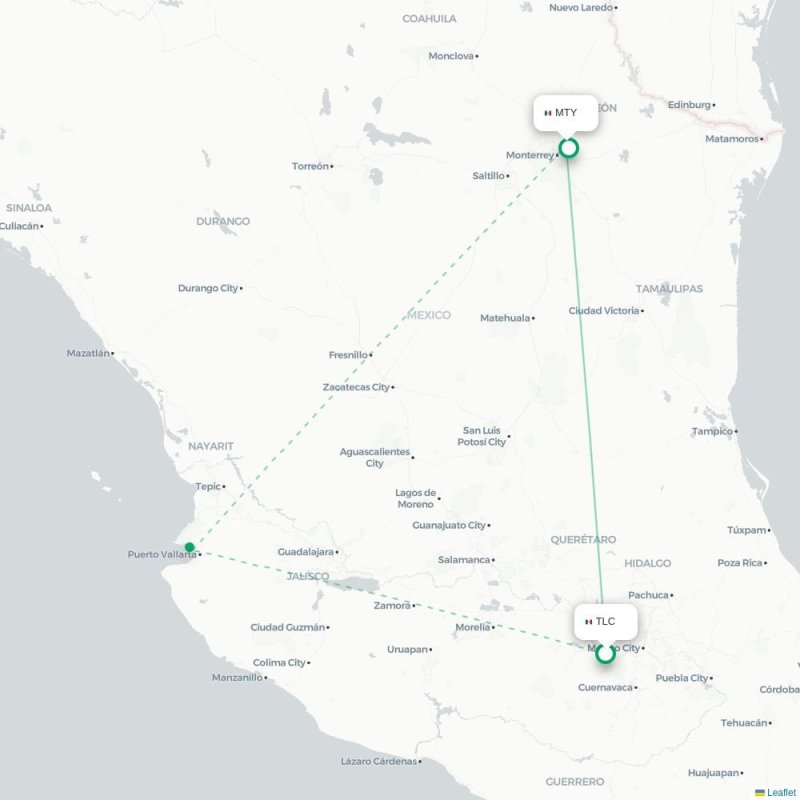 TLC - MTY route map