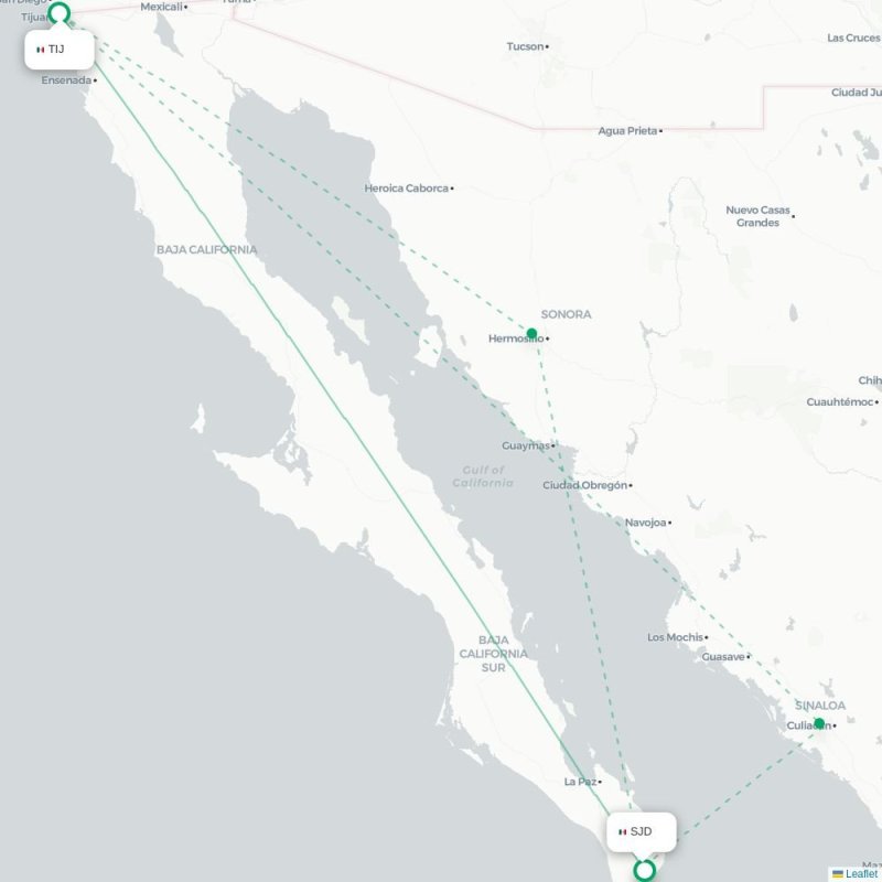 TLC - SJD route map