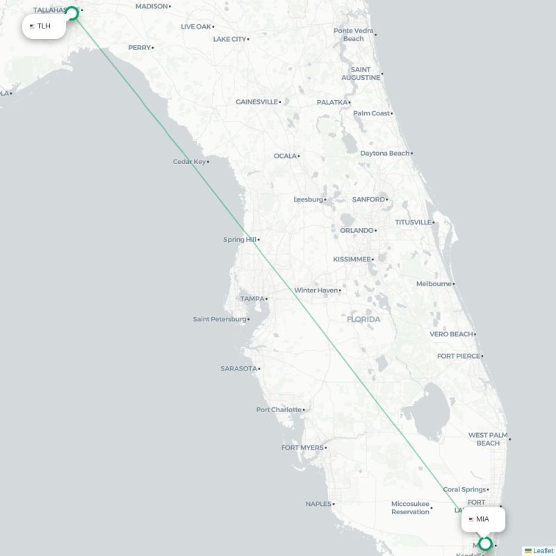 TLH - MIA route map
