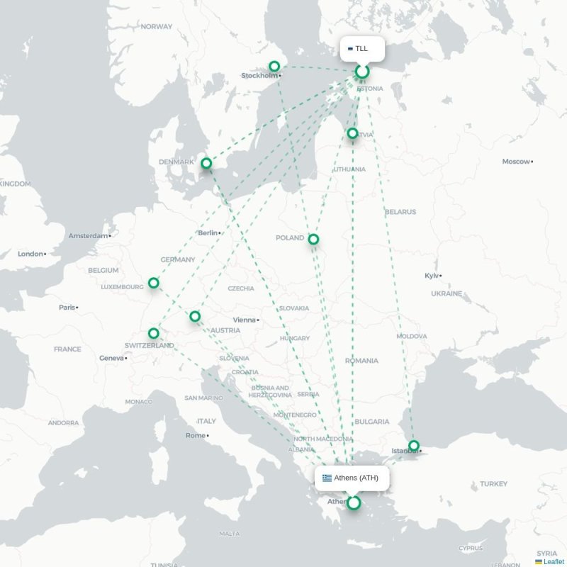 TLL - ATH route map