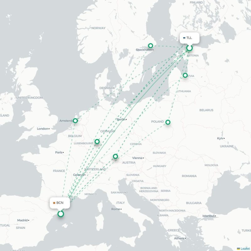 TLL - BCN route map
