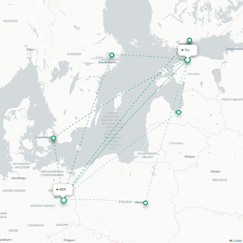 TLL - BER route map