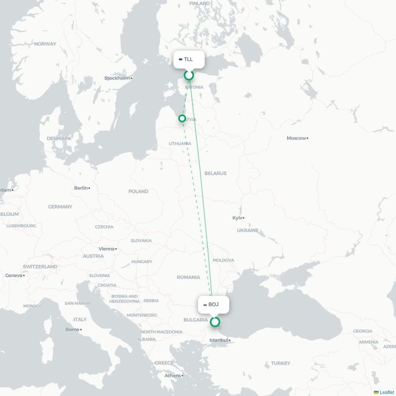 TLL - BOJ route map