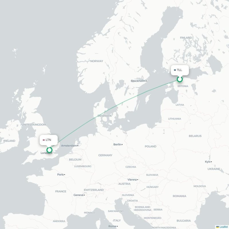 TLL - LTN route map