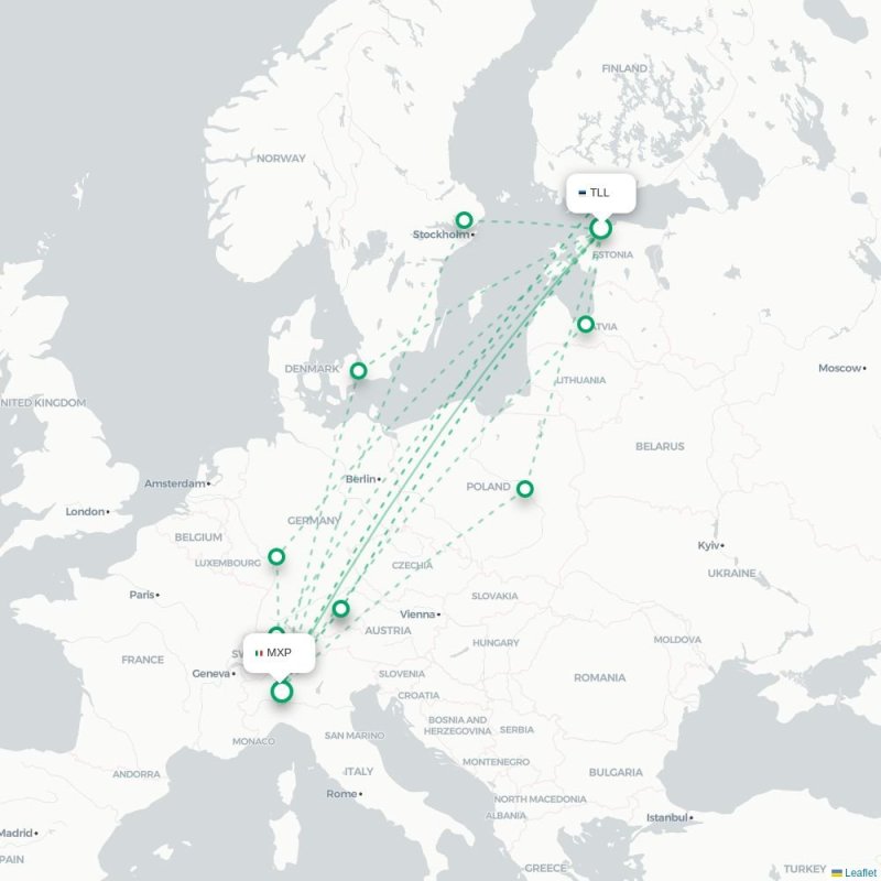 TLL - MXP route map