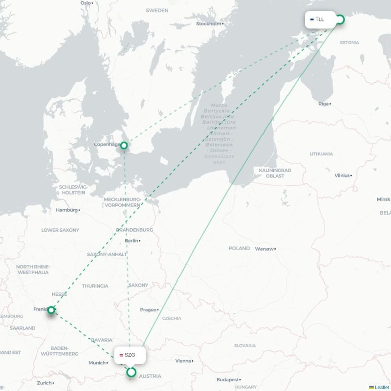 TLL - SZG route map