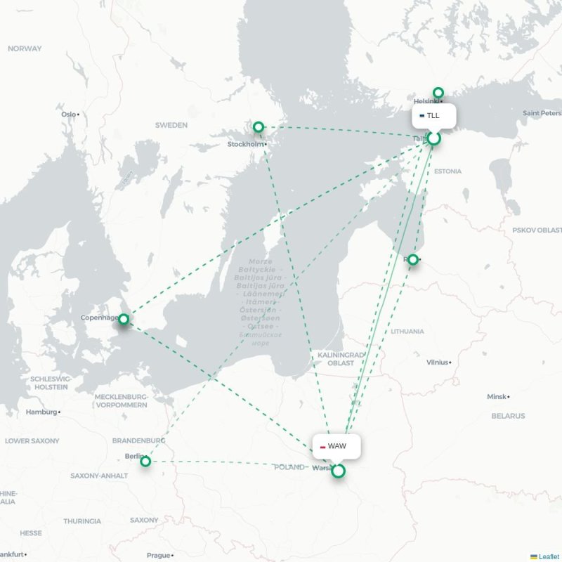 TLL - WAW route map