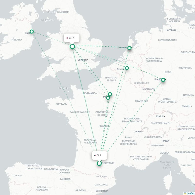 TLS - BHX route map