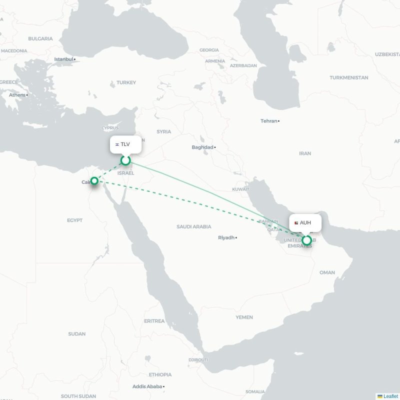 TLV - AUH route map