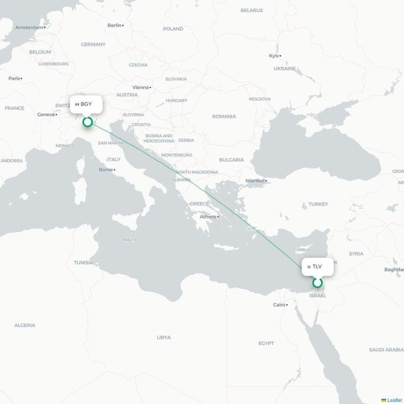 TLV - BGY route map