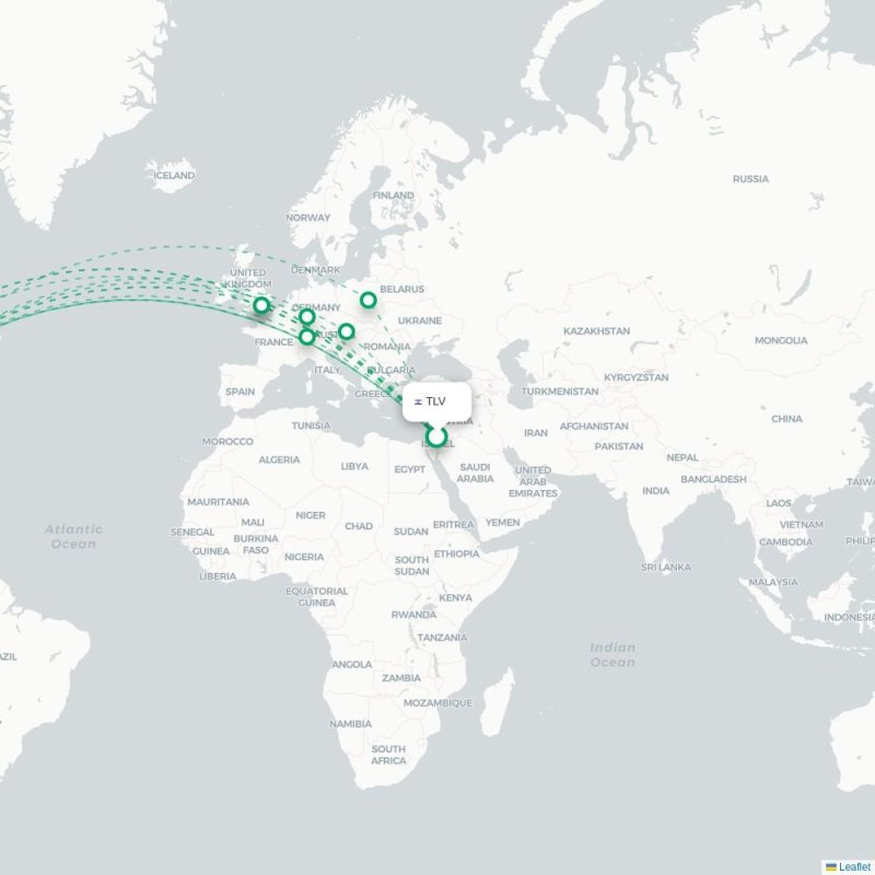 TLV - EWR route map