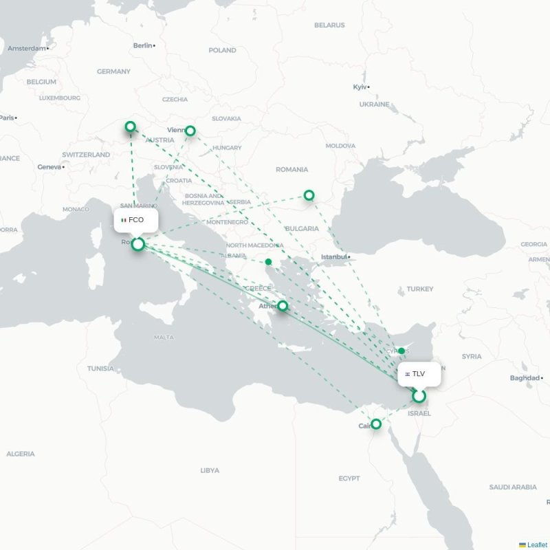 TLV - FCO route map