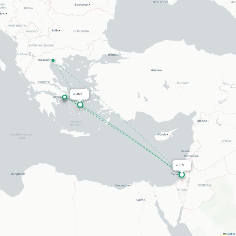 TLV - JMK route map
