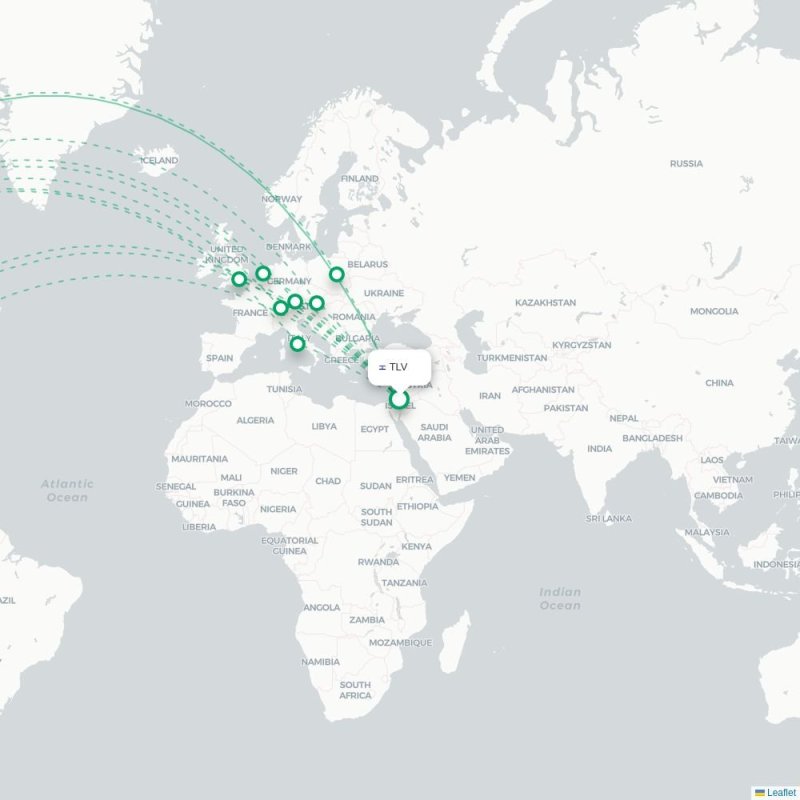 TLV - LAX route map