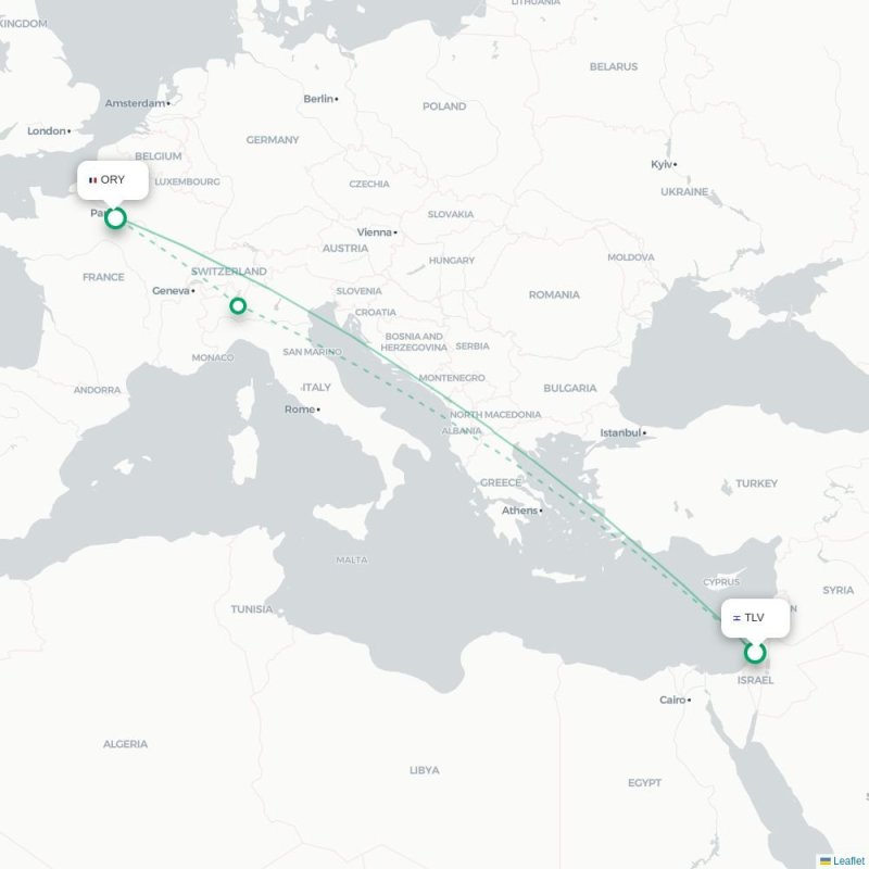 TLV - ORY route map