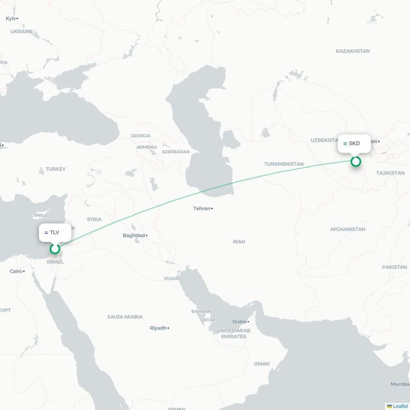 TLV - SKD route map