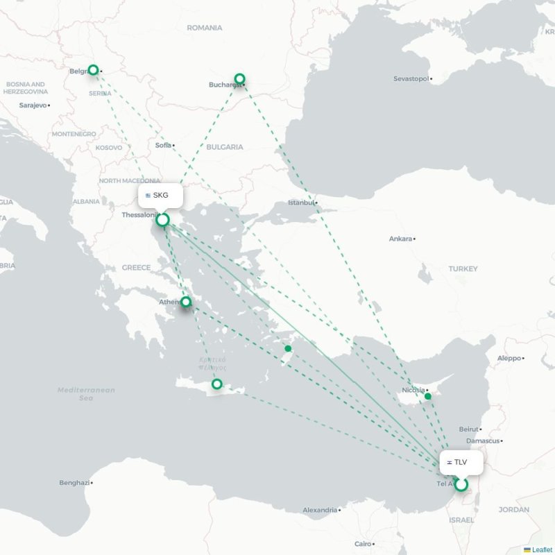 TLV - SKG route map